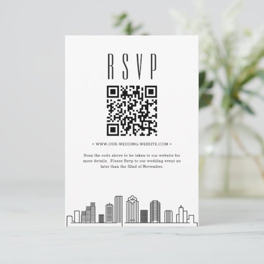Houston Wedding QR Code UAWG Einladung (Stehend Vorderseite)