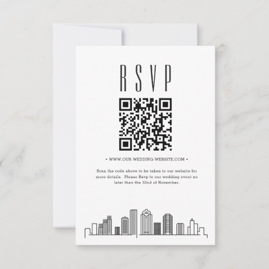 Houston Wedding QR Code UAWG RSVP Karte (Vorderseite)