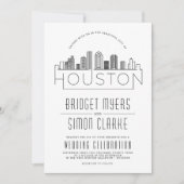 Houston Wedding | Stilisierte Skyline-Einladung Einladung (Vorderseite)