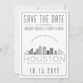 Houston Wedding | Stilisierte Skyline Save the Dat Einladung (Vorderseite)