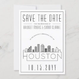 Houston Wedding | Stilisierte Skyline Save the Dat Einladung
