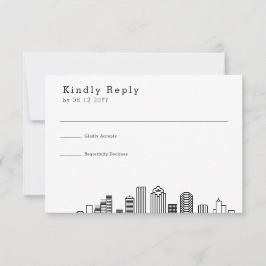 Houston Wedding | Stilisierte Skyline-UAWG RSVP Karte (Vorderseite)