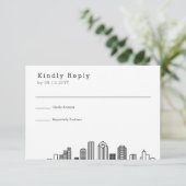 Houston Wedding | Stilisierte Skyline-UAWG RSVP Karte (Stehend Vorderseite)