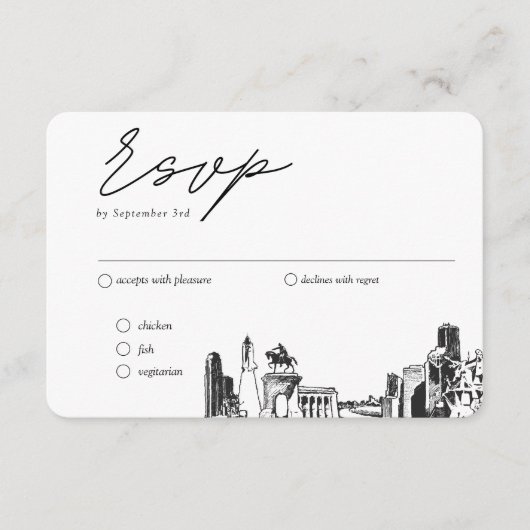 Houston Wedding Traditionelle UAWG Meal Option Begleitkarte (Vorderseite)