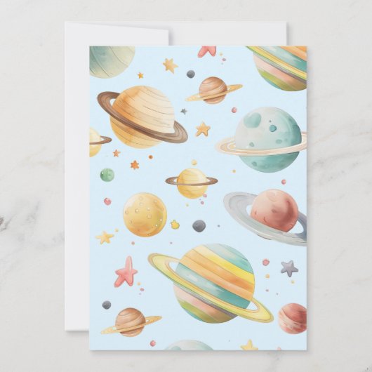 Houston, wir haben ein Jahr alt! Weltraum 1. Gebur Einladung (Rückseite)