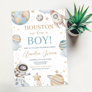 Houston wir haben ein Jungen Weltraum-Baby-Party Einladung