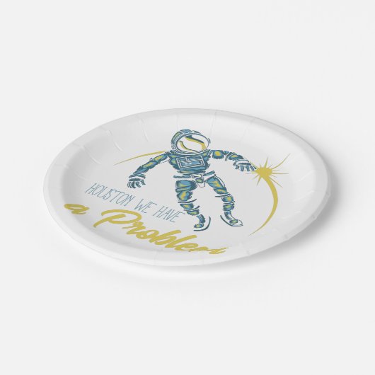 Houston wir haben ein Problem Pappteller (Schrägansicht)