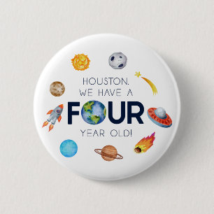 Houston, wir haben ein vierjähriges 4. Geburtstags Button