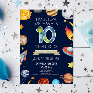 Houston wir haben eine 10-jährige 10. Geburtstagsf Einladung