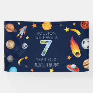 Houston wir haben eine 7-jährige 7. Geburtstagsfei Banner