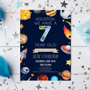 Houston Wir haben eine 7-jährige 7. Geburtstagspar Einladung