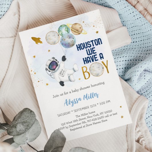 Houston, wir haben eine Baby-Dusche für Junge Astr Einladung