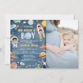 Houston, wir haben eine Junge Außenraumdusche Einladung (Vorderseite)