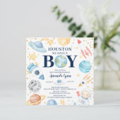 Houston, wir haben eine Junge Außenraumdusche Einladung (Stehend Vorderseite)