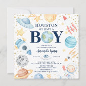 Houston, wir haben eine Junge Außenraumdusche Einladung (Vorderseite)