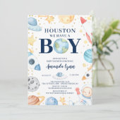 Houston, wir haben eine Junge Außenraumdusche Invi Einladung (Stehend Vorderseite)