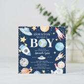 Houston, wir haben eine Junge Außenraumdusche Invi Einladung (Stehend Vorderseite)