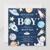 Houston, wir haben eine Junge Außenraumdusche Invi Einladung (Vorderseite)