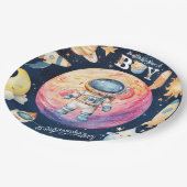 Houston, wir haben eine Junge Außenraumdusche Pappteller (Schrägansicht)