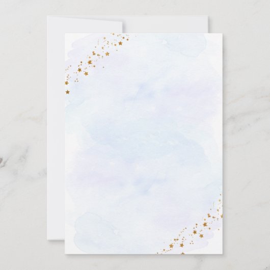 Houston, wir haben eine junge Blue Gold Space Baby Einladung (Rückseite)