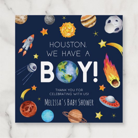 Houston, wir haben eine junge Galaxy Baby-Dusche Geschenkanhänger (Rückseite)