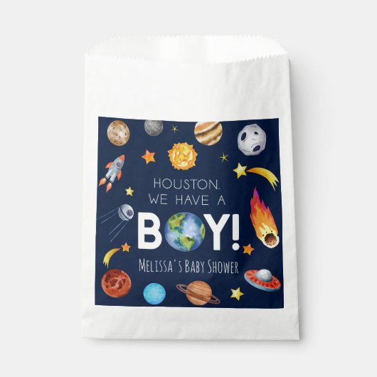Houston, wir haben eine junge Galaxy Baby-Dusche Geschenktütchen (Vorderseite)
