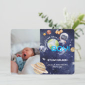 Houston Wir haben eine junge Geburtsankündigung Einladung (Stehend Vorderseite)