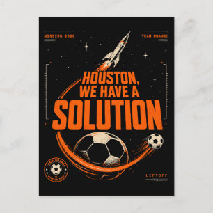 Houston wir haben eine Lösung Fußball Orange Feiertagspostkarte