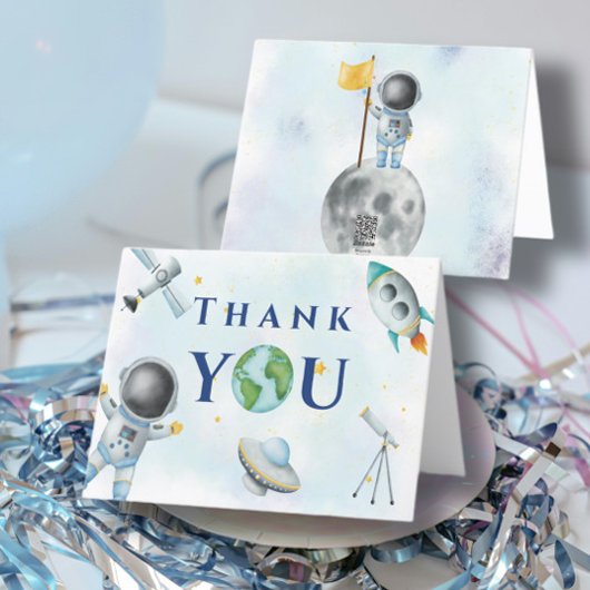 Houston Wir haben einen Baby-Dusche Raumfahrer Dankeskarte