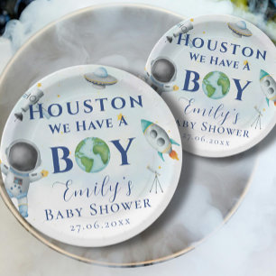 Houston Wir haben einen Baby-Dusche Raumfahrer Pappteller