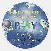 Houston Wir haben einen Baby-Dusche Raumfahrer Runder Aufkleber (Vorderseite)