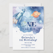 Houston, wir haben einen einjährigen Jungen 1. Geb Einladung (Vorderseite)