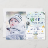 Houston, wir haben einen einjährigen Raumfahrer Einladung (Vorderseite)