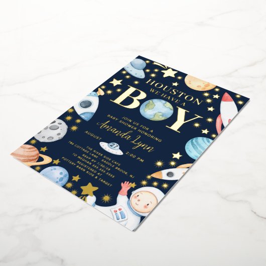 Houston, wir haben einen Jungen im Weltraum Folieneinladung (Gedreht)