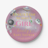 Houston, wir haben einen kleinen Babyduschraum Ast Pappteller (Vorderseite)