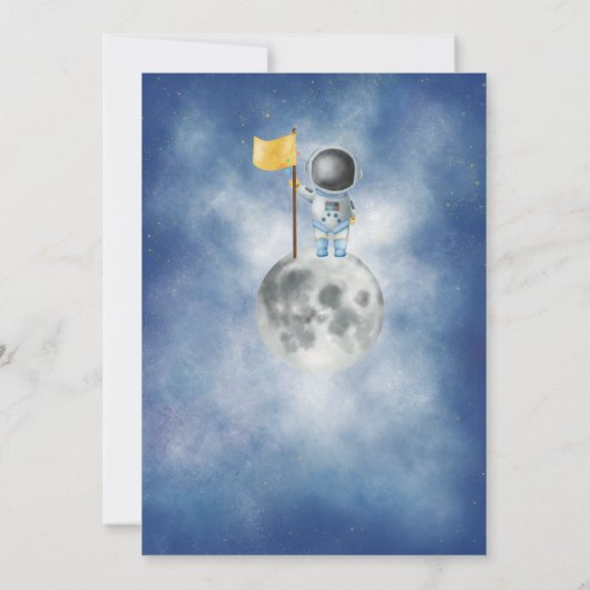 Houston, wir haben einen zwei Jahre alten Raumfahr Einladung (Rückseite)