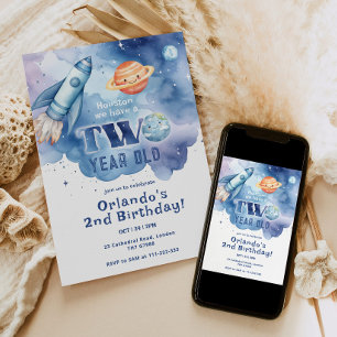 Houston, wir haben einen zweijährigen Geburtstag Einladung