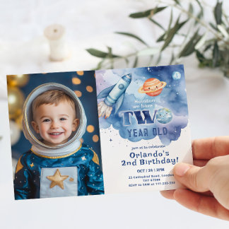 Houston, wir haben einen zweijährigen Jungen Foto Einladung