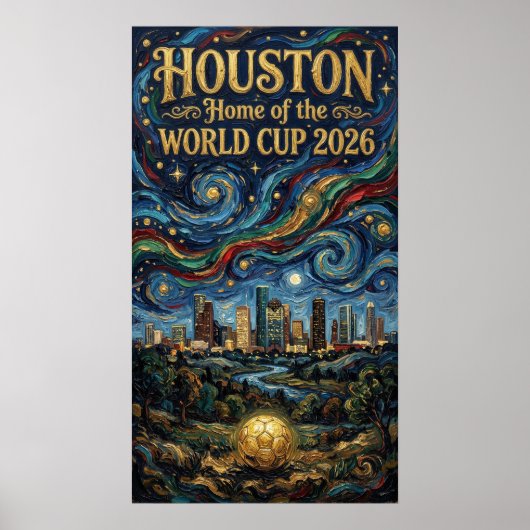  Houston World Cup 2026 Night Reflection Soccer Poster (Vorne)