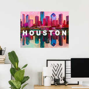 Houstons Skyline Graffiti-Kunst Poster