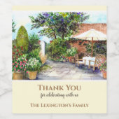 Houswarming Terrasse The Manor House Wasserfarbe Weinetikett (Einzelnes Label)