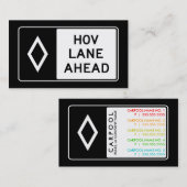 HOV LANGE AHEAD : Carpool-Kontaktkarte Telefonnummerkarte (Vorne/Hinten)