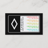 HOV LANGE AHEAD : Carpool-Kontaktkarte Telefonnummerkarte (Rückseite)