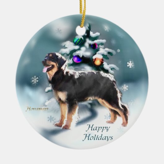 Hovawart Christmas Keramikornament (Vorne)