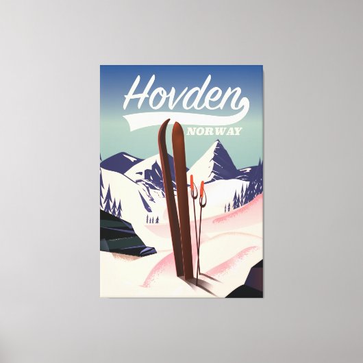 Hovden Norwegen Ski Reiseplakat. Leinwanddruck (Vorderseite)