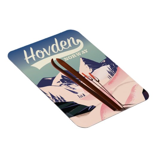Hovden Norwegen Ski Reiseplakat. Magnet (Rechte Seite)