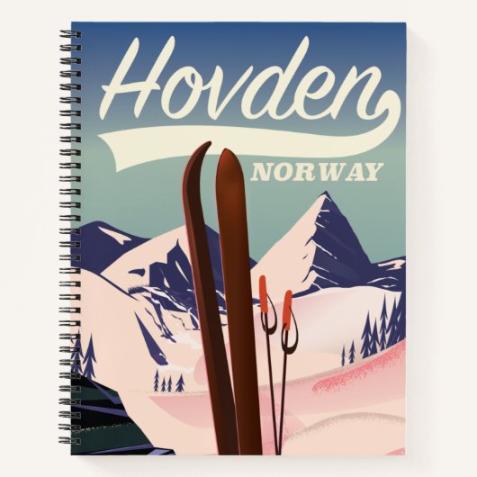 Hovden Norwegen Ski Reiseplakat. Notizblock (Vorderseite)