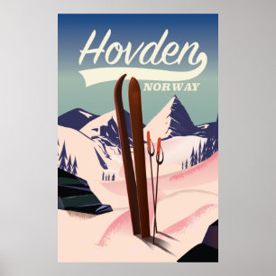 Hovden Norwegen Ski Reiseplakat. Poster