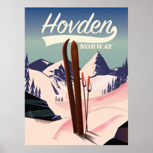 Hovden Norwegen Ski Reiseplakat. Poster
