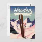 Hovden Norwegen Ski Reiseplakat. Postkarte (Vorne/Hinten)